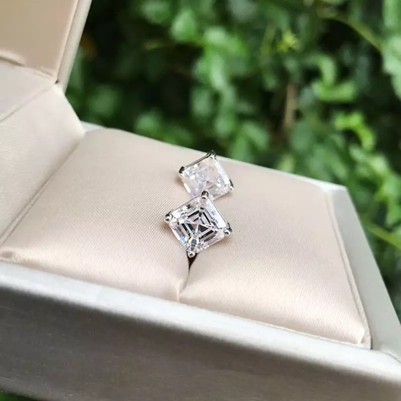 1ct Asscher Cut Earrings - Picture 5 of 12